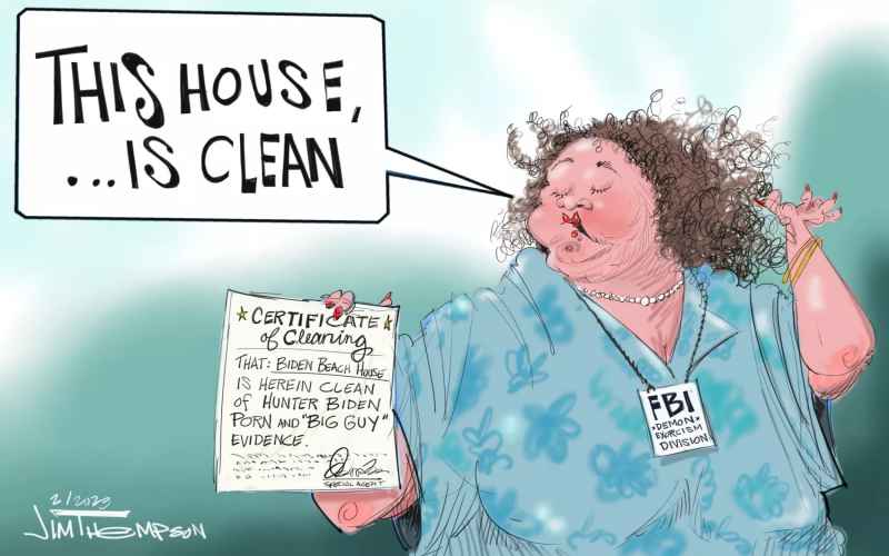  Friday Cartoon: The FBI Does a Sweep of Biden’s Beach House, Declares It…Clean