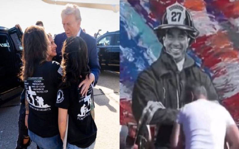  See It Trump Hugs Corey Comperatore’s Family Ahead of Butler Rally