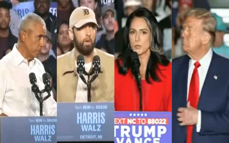  Obama Raps With Eminem on Stage at Detroit Rally as