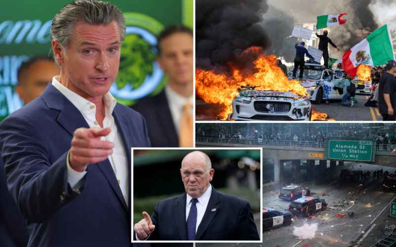  Newsom Dares Homan to ‘Arrest Me’ as Anti-ICE Riots Grip Los Angeles